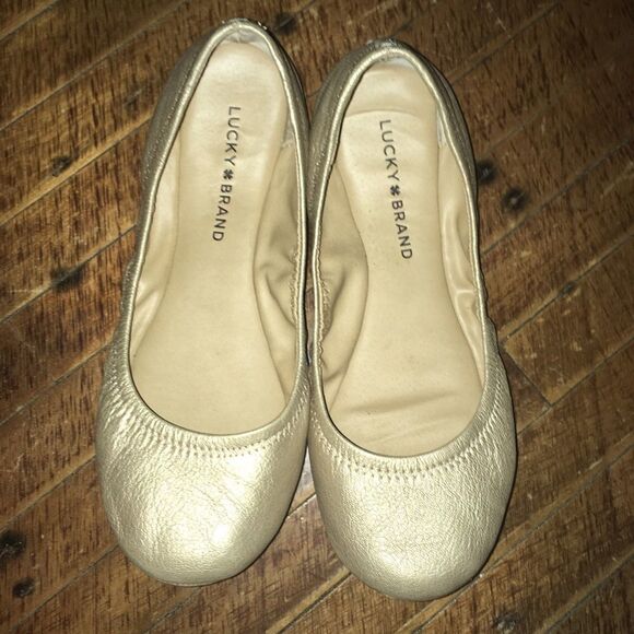 Lucky Brand Elysia gold ballet flats - Picture 1 of 5